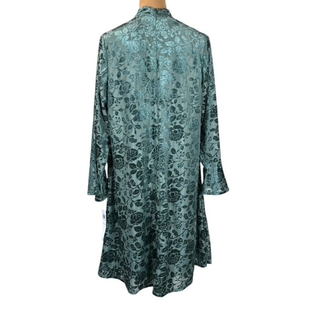 London Times Teal Floral Long Sleeve Dress - Picture 3 of 12